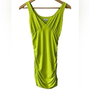 Oh Polly Green Ruched Bodycon Mini Dress